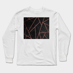 Rose Gold and Black Marble Long Sleeve T-Shirt